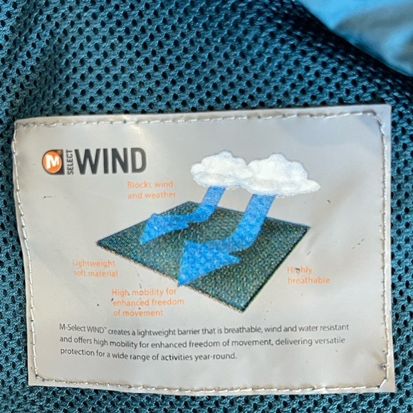 Merrell Size Small zippered up the front Wind Breaker jacket teal outdoor rain - Picture 5 of 16